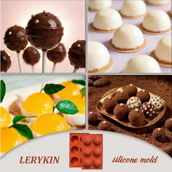 Lerykin 2 Pack Large 6-Cavity Semi Sphere Silicone Molds, Non-Stick Baking Mold - Image 7