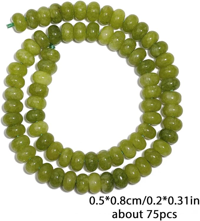 Songxi 5x8mm Natural Olivine Stone Rondelle Beads, Gemstone - Image 3