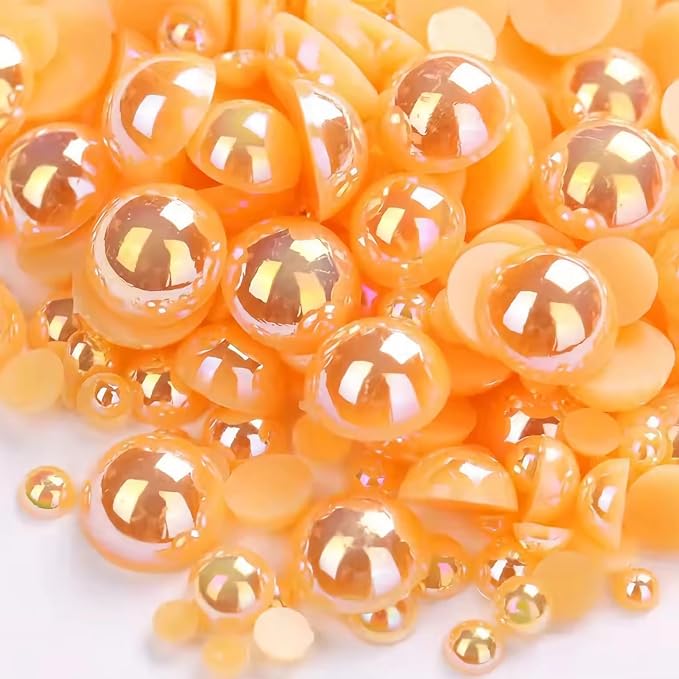 1000PCS Mixed Sizes 3/4/5/6/8/10mm Flatback Half Round Pearls Gems by Unknown