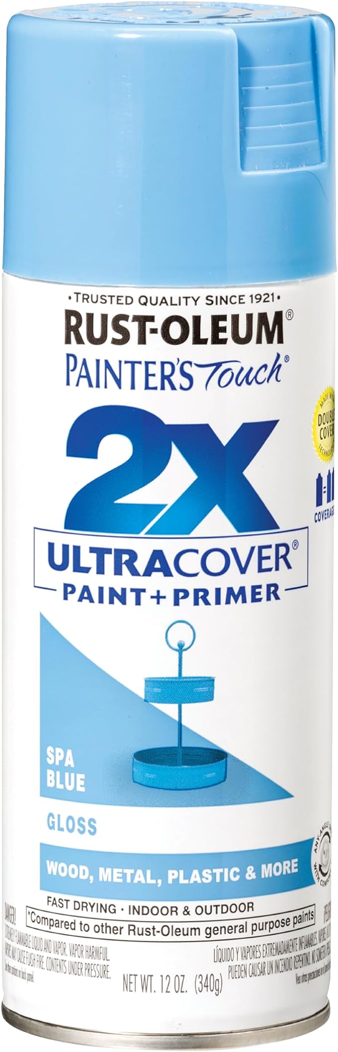 Rust-Oleum Painter's Touch 2X Ultra Cover Spray Paint, Gloss Spa Blue | Indoor by Rust-Oleum