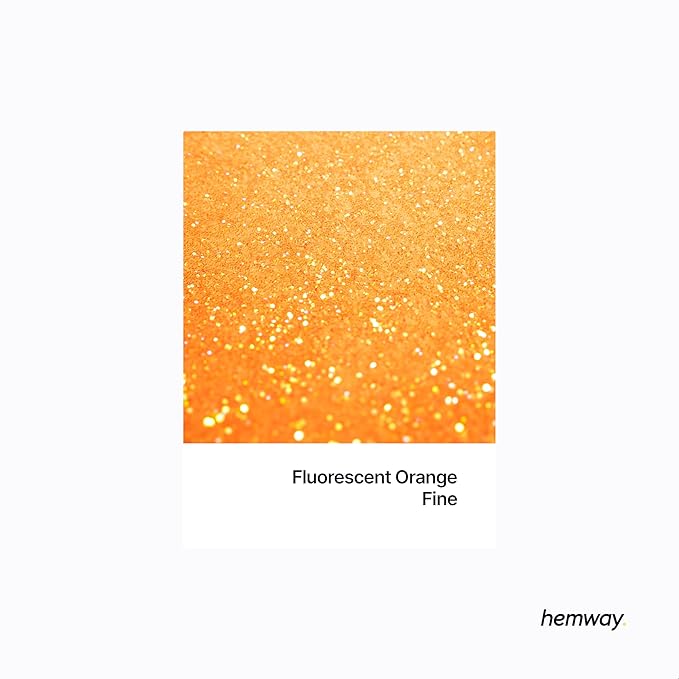 Hemway Polyurethane & Epoxy Resin Glitter 100g / 3.5oz Metallic Crystal Flake Additive for Flooring Jewelry Tumblers Glass Pigment - Fine (1/64" 0.015" 0.4mm) - Fluorescent Orange