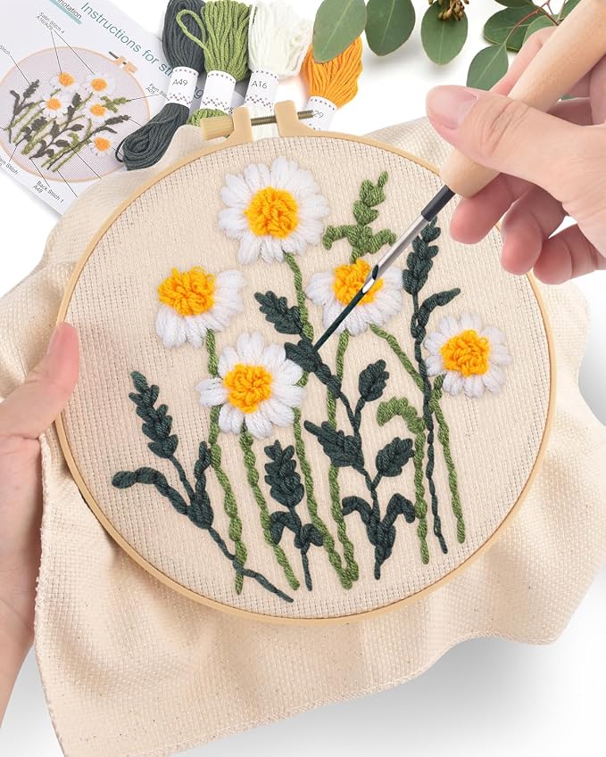 ERKOON Punch Needle Kit Beginners Adults, DIY Easy Flower Embroidery Set - Image 5