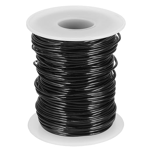 uxcell 16 Gauge / 1.5mm Anodized Aluminum Wire for Jewelry Craft Making, 102 Feet Bendable Flexible Wire for DIY Home Decor Gardening Sculpture, Black