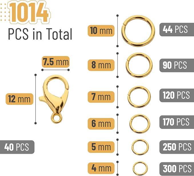 Mr. Pen- Open Jump Rings Set, 6 Assorted Sizes, Jewelry Making Findings - Image 2