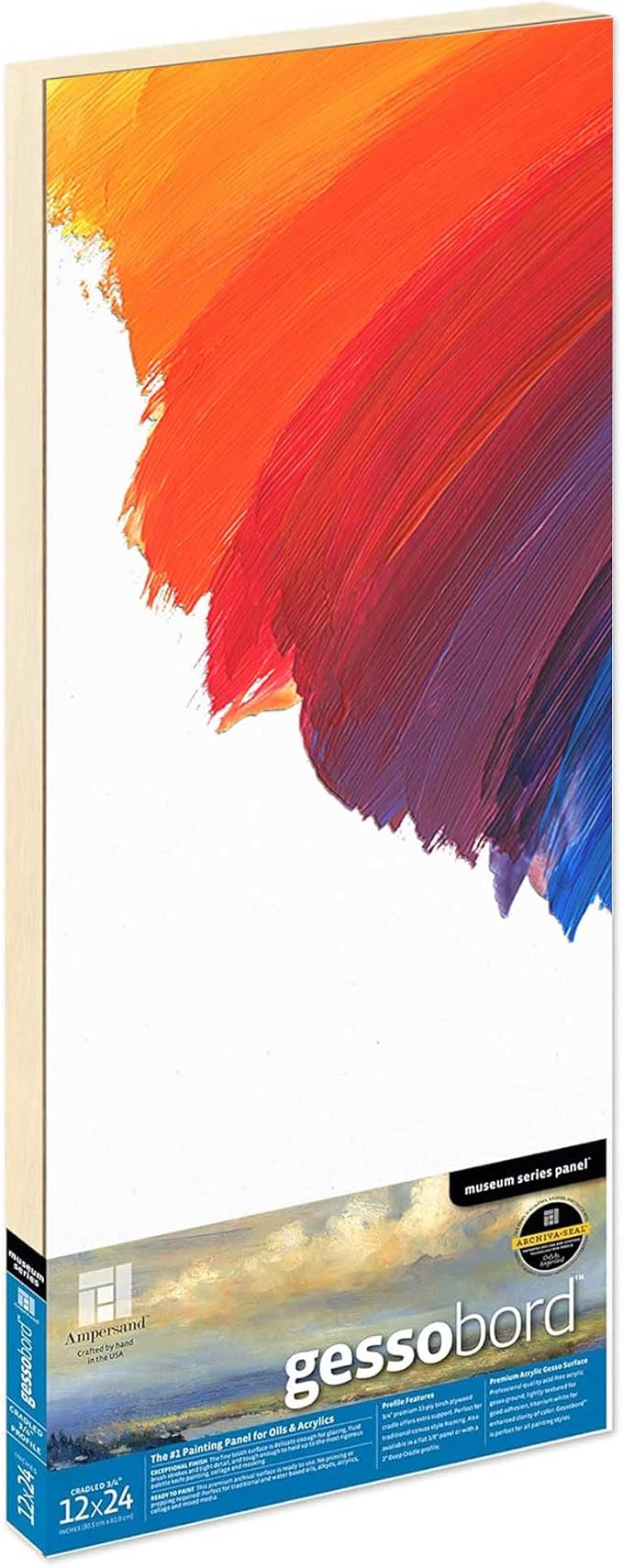 Ampersand Art Supply Museum Series Gessobord | 12x24 | 2" Cradled Profile | by AmpersandArtSupply