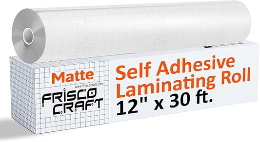 Frisco Craft Matte Clear Self Adhesive Laminating Roll - Self Laminating Sheets for Decals, Sticker, Photos & More - No Heat Sealing, Matte, Clear Sheets (12" x 30 ft)