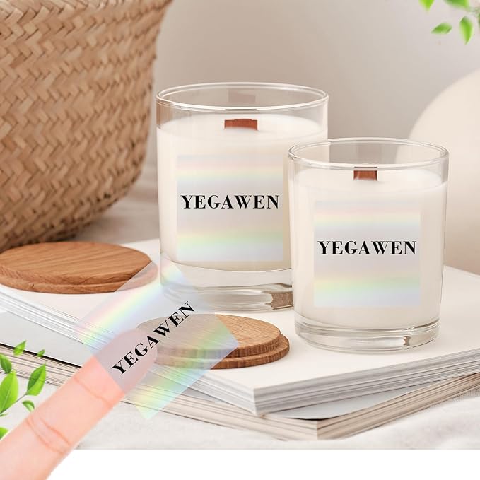2 Inch Square Transparent Thermal Label Stickers, Holographic Clear Self-Adhesive Direct Thermal Labels, Perforation Line Design& Waterproof- 200 Sheets