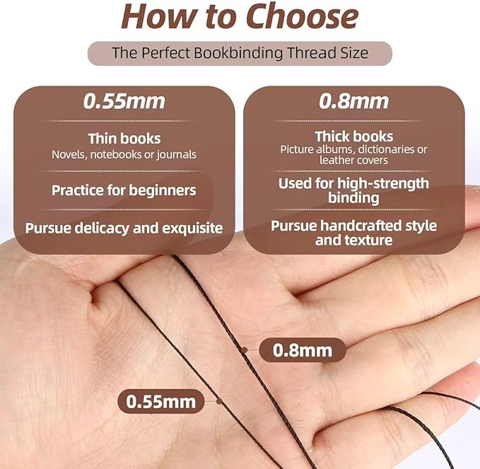 Natural Waxed Thread, 0.55mm/0.8mm, Wax Thread for Handcrafted Wrapping, Sewing, Bookbinding, Leather Threads, Beginners Craft DIY, Hemp Cord (Black/Brown/White, 0.8mm/16 Yards)