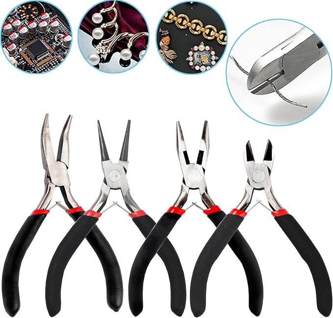 URSKYTOUS 4Pcs Jewelry Pliers Set Jewelry Making Pliers Tools Kit Include - Image 3