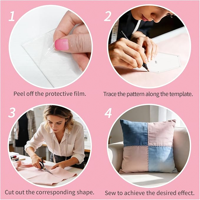 22pcs Circle Square Quilting Templates Acrylic Templates | Domestic Transparent - Image 4
