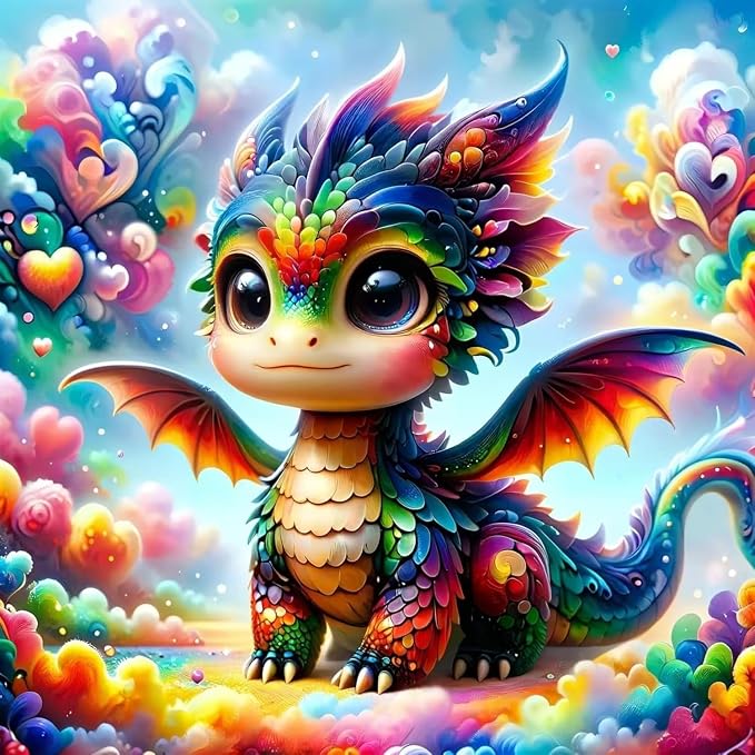 MYBISYMQQ Cute Rainbow Dragon Cross Stitch Kits by Unknown