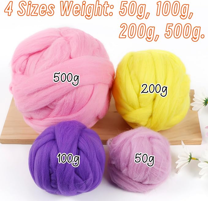 JeogYong Needle Felting Wool, 3.53oz Wool Roving Chunky Wool Yarn, Coffee Wool - Image 3