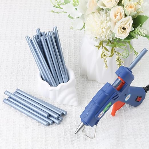 Gray Blue Wax Seal Sticks, 30pcs Sealing Wax Sticks, HOSEALING Glue Gun Wax Seal Sticks for Wax Seal Stamp, Premium Sealing Wax for Wedding Invitations, Letter, Envelope (Mini Size)