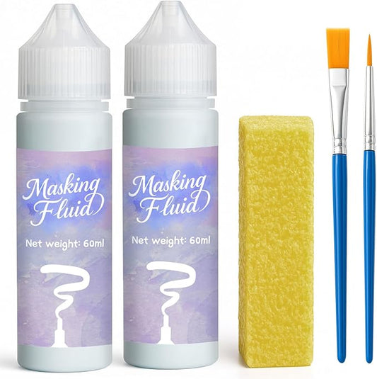 120ml Masking Fluid for Watercolor Painting, Art Watercolor Masking Fluid Precise White Space, Easy Peel-Off, Water Based Latex, for Artists, Beginners, DIY Canvas Protection (Blue)
