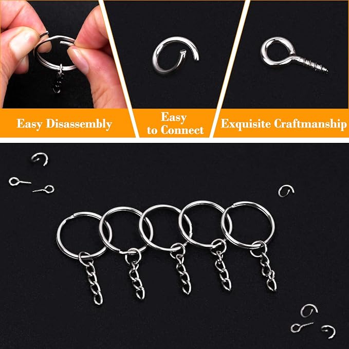 Keychain Rings for Crafts, Flasoo 360Pcs Keychains for Resin Include Key Rings - Image 5
