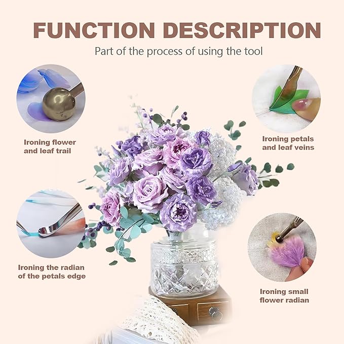 Flower Making Kit, Electric Fabric Flower Maker, Artificial Flower Ironing Machine with 11 Ironing Heads, Adjustable Temperature, Fake Flower Making Tools Kit