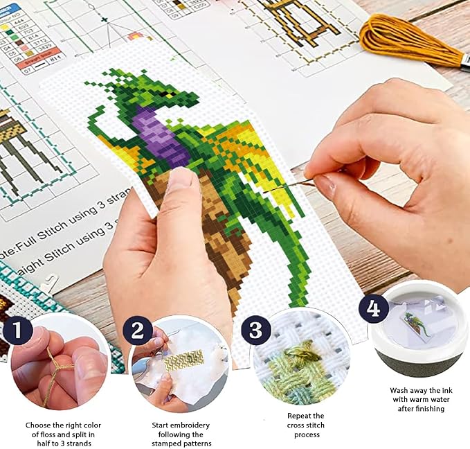 ORIGACH 6 Set Dragon and Loong Cross Stitch Bookmark Kit - Image 4