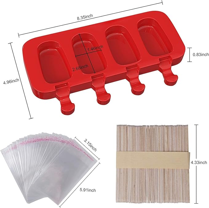 Ozera 2 Pack Popsicles Molds, Silicone Oval Homemade Cake Pop Molds | Reusable - Image 4