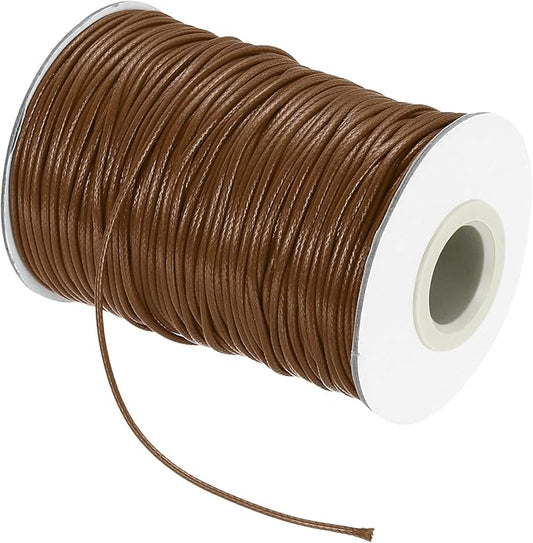 MECCANIXITY Waxed Cord 1.5mm Waxed Thread 87 Yard Wax String Leather Cord for Bracelet Making, Necklaces, Beading, Jewelry Making and DIY Crafts(Dark Brown)