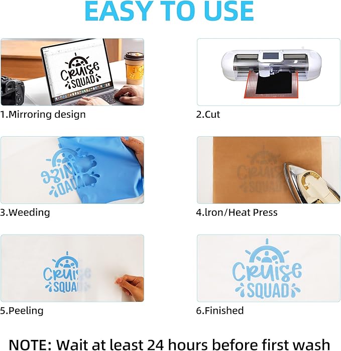 guangyintong HTV Heat Transfer Vinyl Bundle: 36 Pack 12" x 10" Iron on Vinyl for T-Shirt, 20 Assorted Colors Matte HTV Vinyl for All Cutting Machine Easy to Cut &Weed