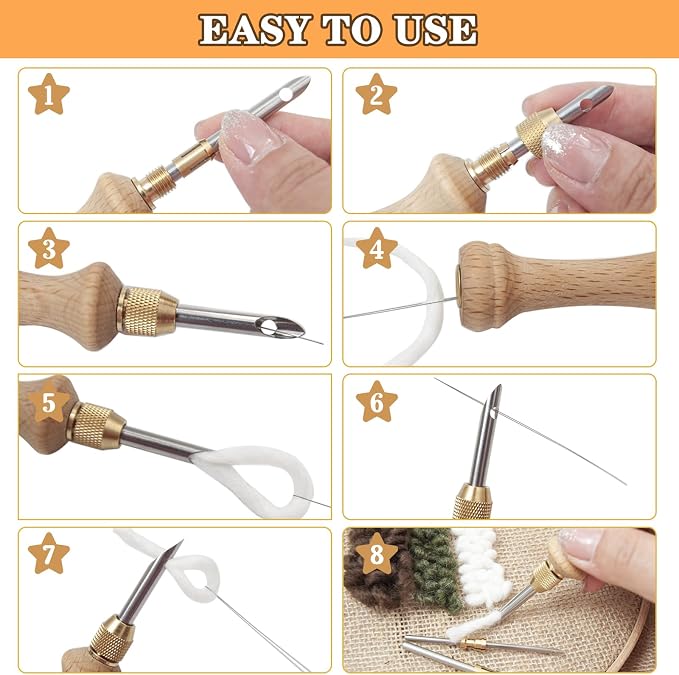 2 Sets Punch Needle Kit with Storage Box, Adjustable Tool with - Image 7