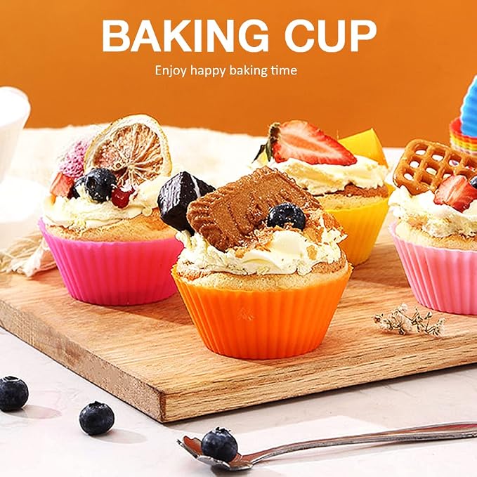 Extra Large Silicone Cupcake Baking Cups 12 Pack | Non-stick, - Image 6