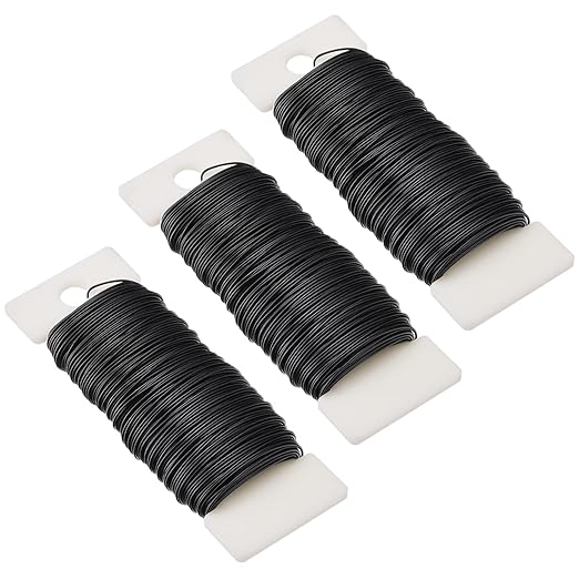 Hapeper 22 Gauge Floral Flexible Paddle Wire for Christmas Wreath Tree, Flower Arrangements, 3 Pack 114 Yards (Black)