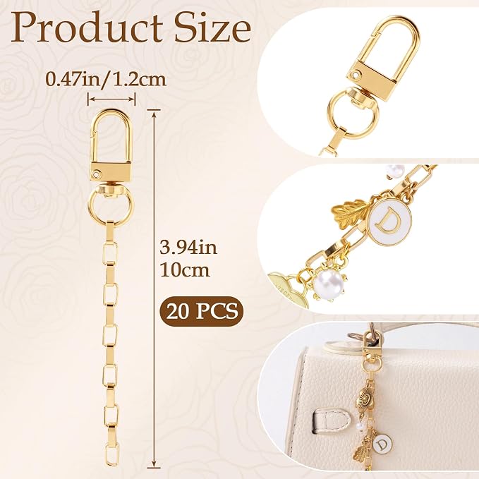 20pcs Gold Keychain Making Kit, Key Ring Swivel Snap Hook Chains, Extender - Image 2