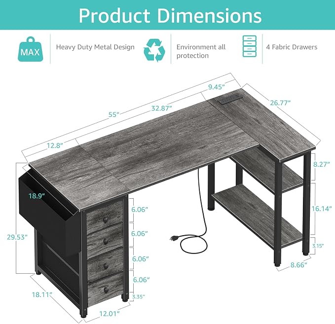 Lufeiya L Shaped Gaming Desk - Image 3