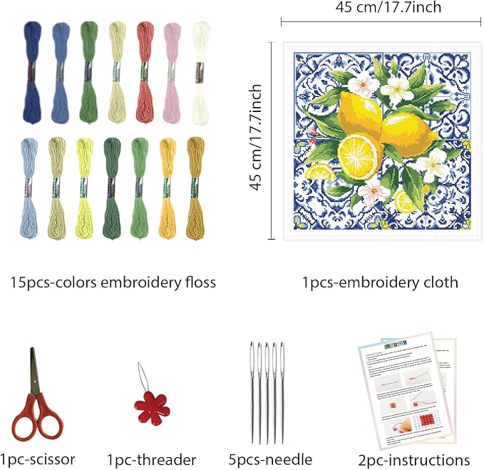 FREEBLOSS 11CT Lemon Stamped Cross Stitch Kits Embroidery Kits - Image 2