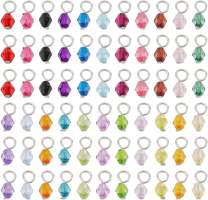 PH PandaHall 110pcs 22 Colors Crystal Bead Charms, 5mm Crystal Dangle Charm by PHPandaHall