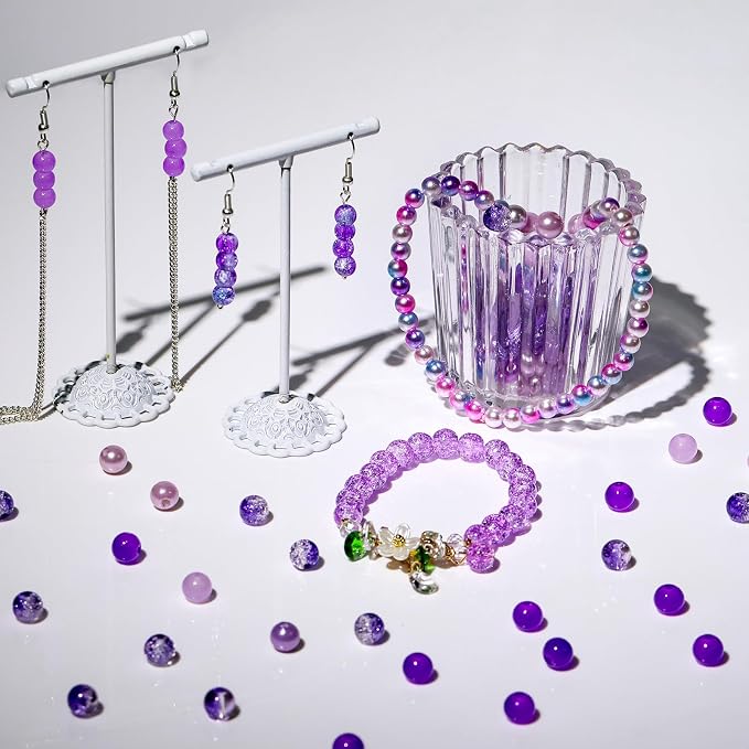 XSEINO About 1200PCS 6mm Glass Beads Bracelet Making Kit, 24 Assorted Violet - Image 3