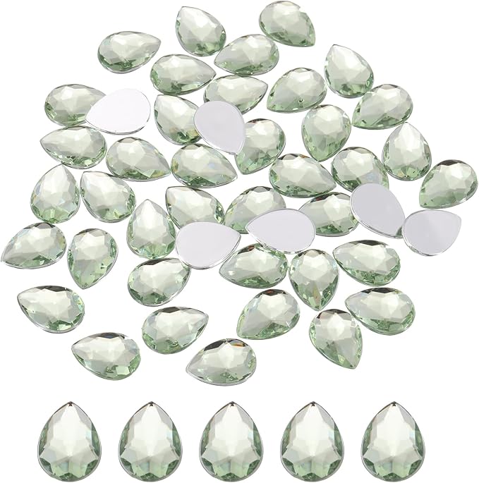 MECCANIXITY 50PCS Flat Back Acrylic Teardrop Gems 10x14mm Artificial Rhinestones by MECCANIXITY
