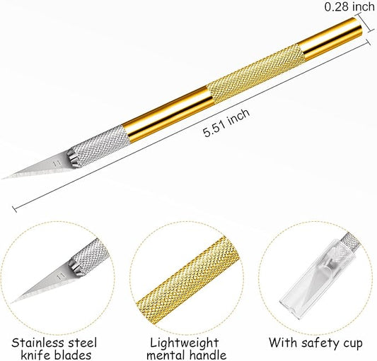 15 Pack Exacto Knife Set, Hobby Knife, Back to School Supplies Craft Knifes Kit for Art, Carving, DIY, Scrapbooking, Art, Cutting, Stencil(Gold)