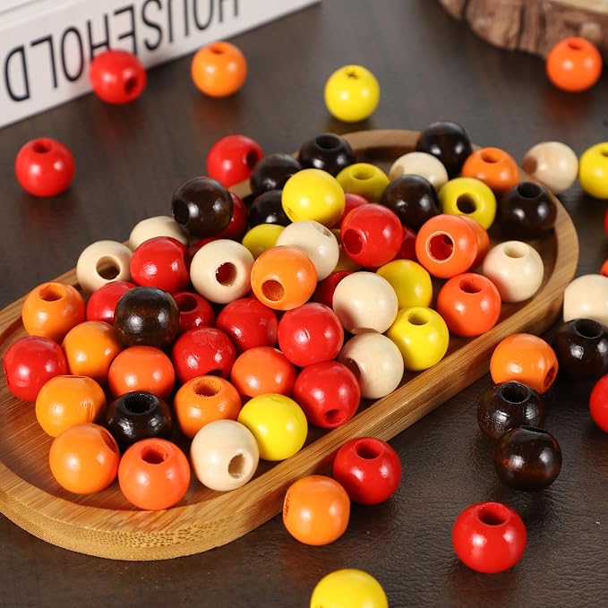 240pcs 16mm Wooden Beads Fall Wood Beads 6 Colors Hole:6mm Round Spacer Beads - Image 4