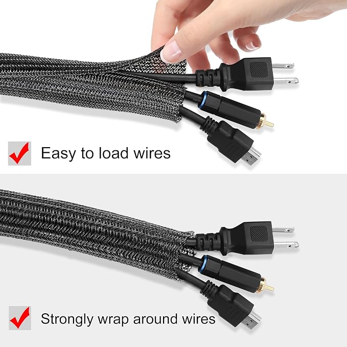 25ft - 1/2 inch Cord Protector Cable Sleeve Split Wire Loom Tubing - Image 2