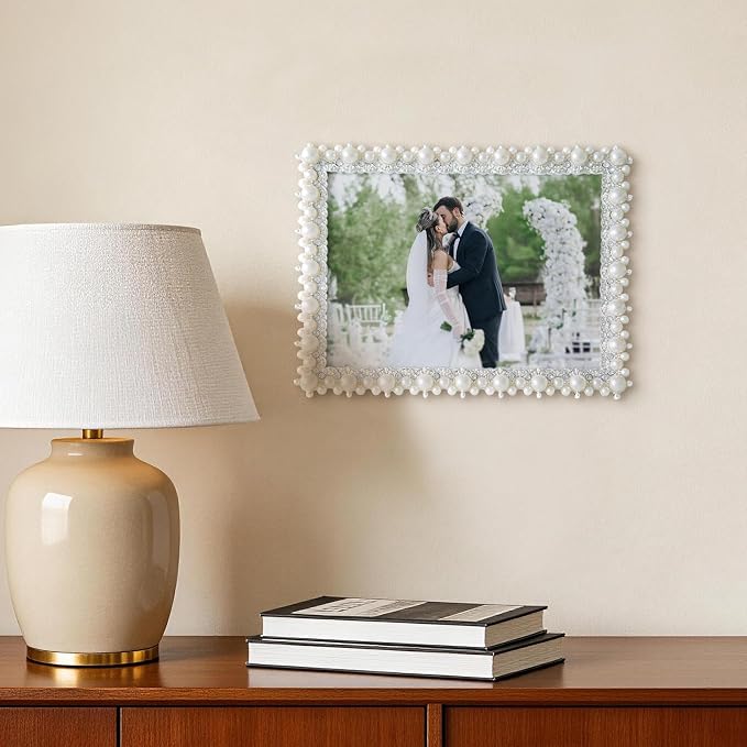 DIKAR 6x8 Wedding Picture Frame, Pearl Photo Frame - Image 4