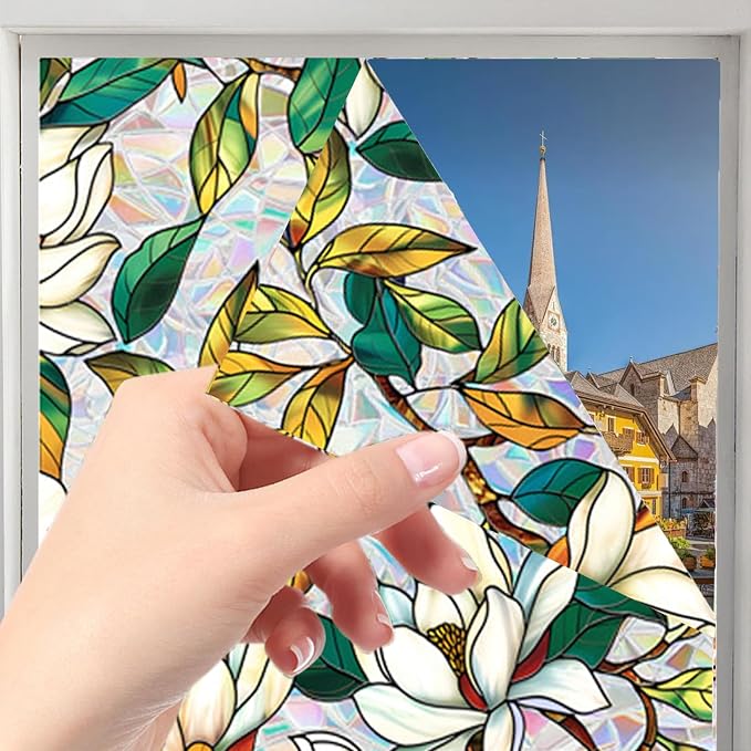 Floral Stained Glass Window Privacy Film, Retro Decorative Rainbow Window - Image 3