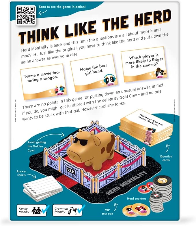 Big Potato Herd Mentality Moovies & Moosic Board Game | Fun for The Whole Family