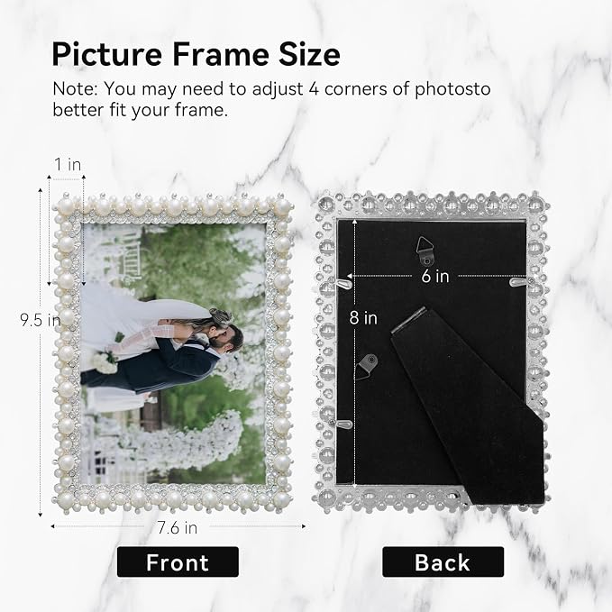 DIKAR 6x8 Wedding Picture Frame, Pearl Photo Frame - Image 3