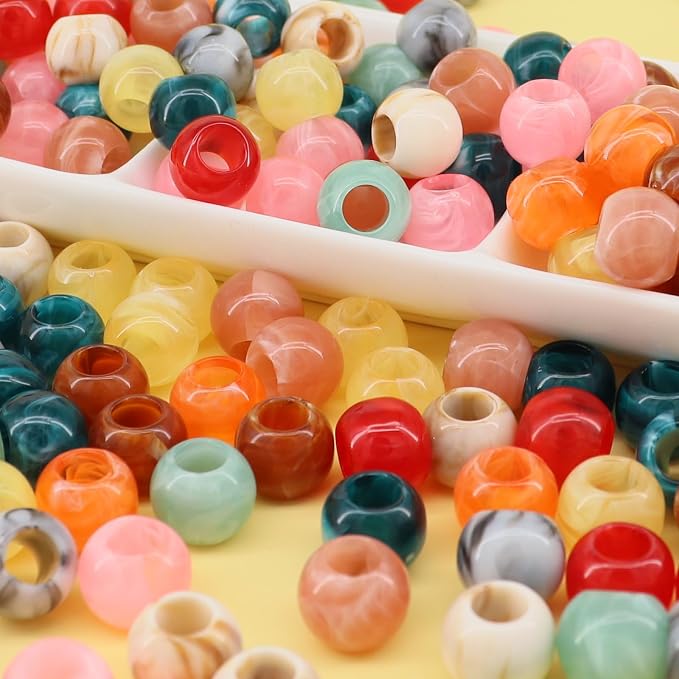 350pcs 12mm Acrylic Colorful Pop Spring Large Hole Rainbow Macrame Beads - Image 6