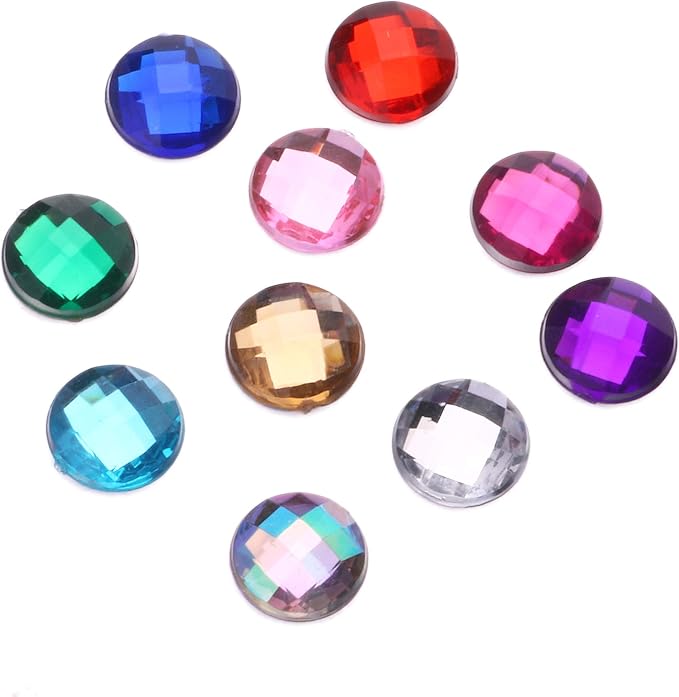 200pcs 12mm Round Craft Gems Jewels Acrylic Flatback Rhinestones Gemstone - Image 2