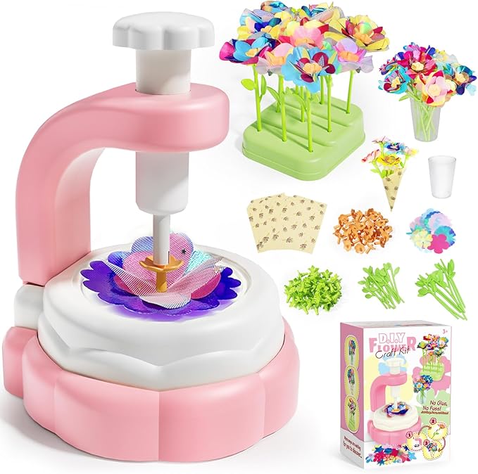 Glotrove Fabric Flower Bouquets Toys, Arts and Crafts for Kids Ages 6-8 8-12 Girls, DIY Craft Kits Gifts for Girls Birthday, Educational Toys for Building Your Flower Bouquet