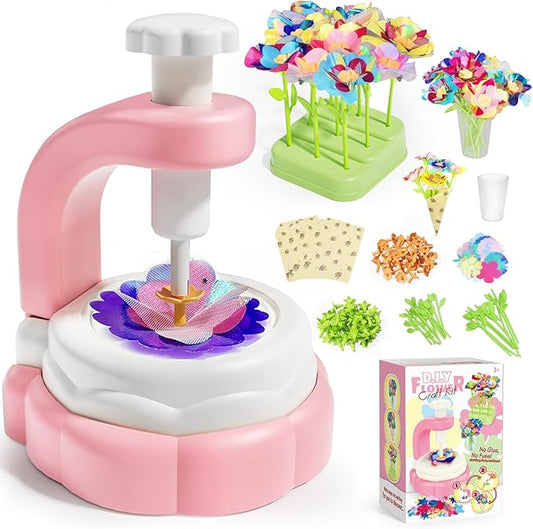 Glotrove Fabric Flower Bouquets Toys, Arts and Crafts for Kids Ages 6-8 8-12 Girls, DIY Craft Kits Gifts for Girls Birthday, Educational Toys for Building Your Flower Bouquet