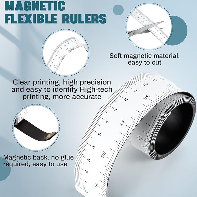 1 Pcs 39.37 Inch Magnetic Ruler Flexible Magnetic Ruler Magnet Measuring Tape with Both Inches and Centimeters, Suitable for Whiteboard, Lathes, Workshops, Table Saws, Mills, Easy to Take