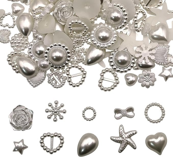 Chenkou Craft Random 100g/lot 4-20mm Half Round Imitation Pearls Seastar Bow by ChenkouCraft