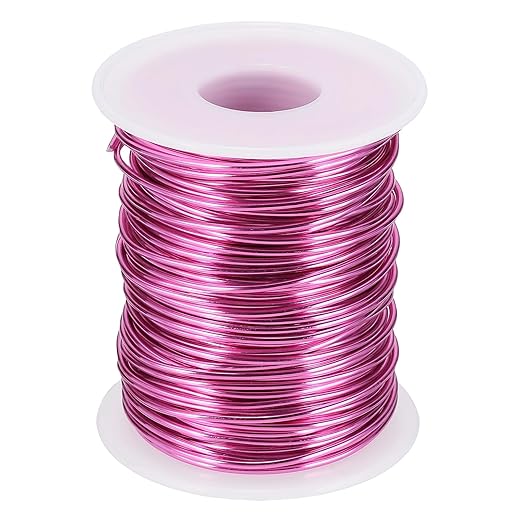 uxcell 16 Gauge / 1.5mm Anodized Aluminum Wire for Jewelry Craft Making, 102 Feet Bendable Flexible Wire for DIY Home Decor Gardening Sculpture, Dark Pink