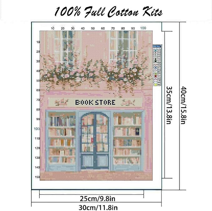 Book Store Cross Stitch Kits, Embroidery Starter Kit - Image 2