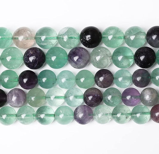 46pcs 8mm Natural Stone Beads Fluorite Gemstone Round Loose Beads for Jewelry Making DIY Bracelet Necklace 15"