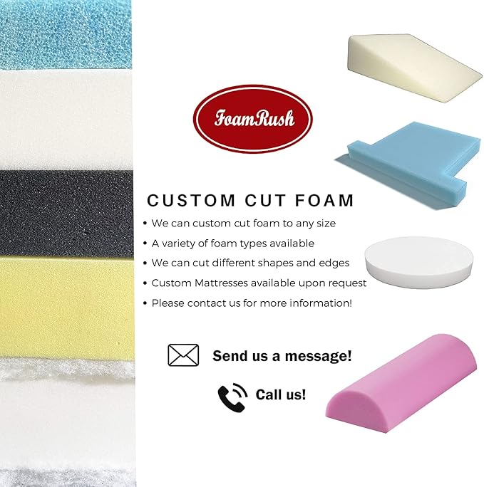 FoamRush 2" x 24" x 24" Water-Resistant Dry Fast Outdoor Upholstery Foam Sheet for Outdoor & Marine Furniture (Chair Cushion Foam for Patio Furniture, Boat Seat Cushion Replacement)